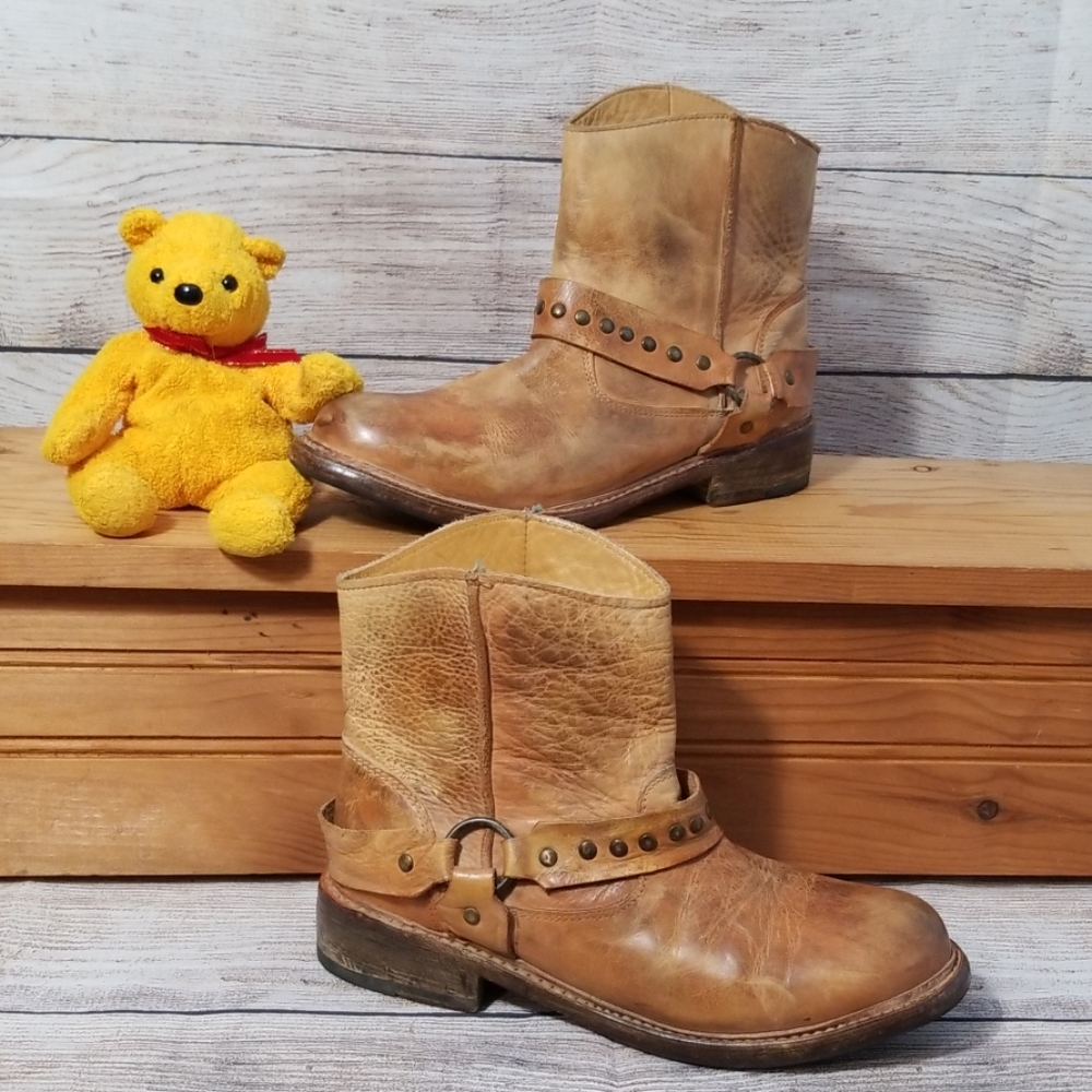 Bed Stu Exeter Distressed Leather Moto Ankle Boots